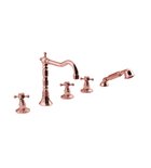 Photo: ANTEA Deck Mounted 5 Hole Mixer Tap with Retro Spout, rose gold