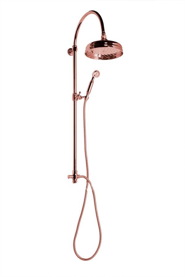 ANTEA sprchový sloup k napojení na baterii, hlavová, ruční sprcha, teleskopický, růžové zlato SET037