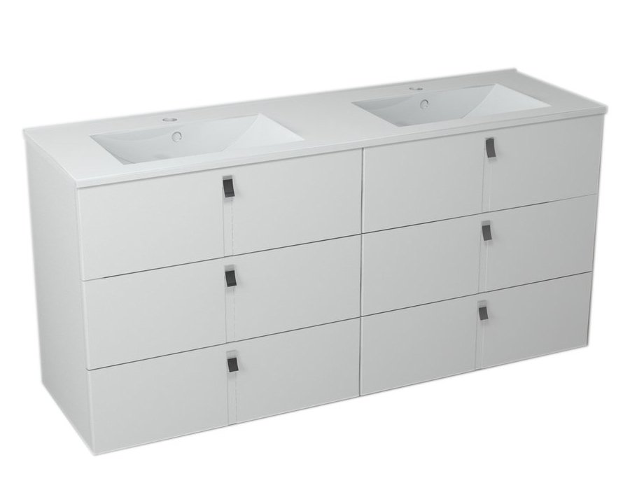 MITRA umyvadlová skříňka s umyvadlem, 3 zásuvky, 150x70x46 cm, bílá 2XMT0811601-150