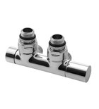 Photo: TWIN Towel Radiator Angled Valve Set, middle connection 50mm, right, Chrome