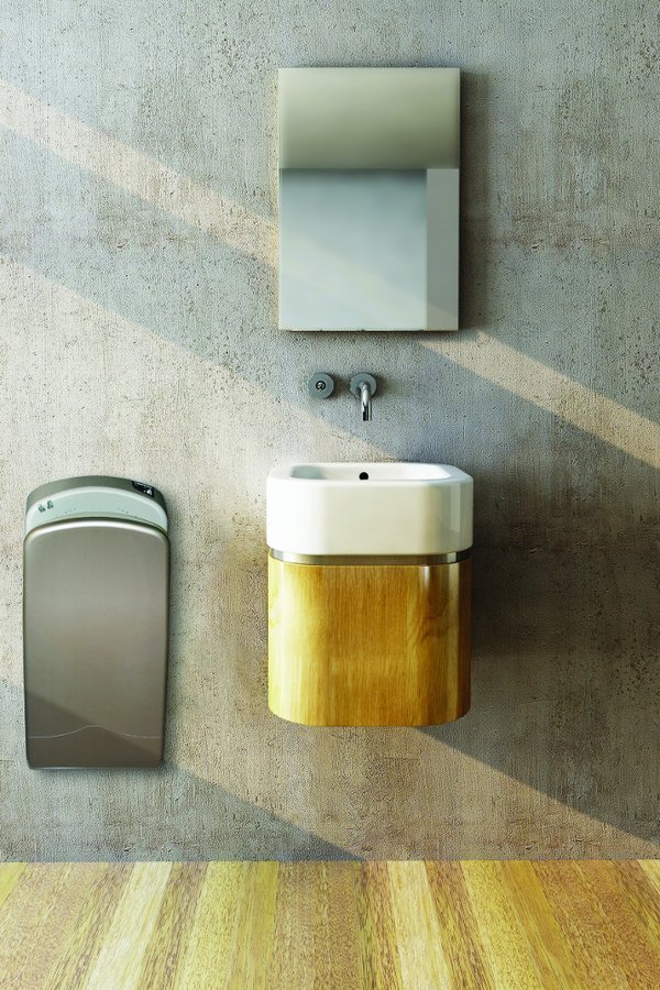 NOFER V-JET bezdotykový tryskový osoušeč rukou 220-240V, 1760W, 300x195x617mm, černá 01303.N