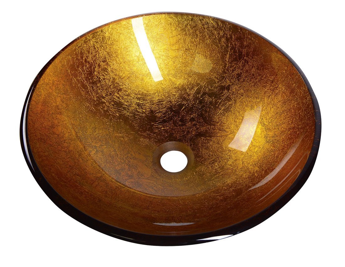 Sapho AGO skleněné umyvadlo na desku Ø 42 cm, zlatě oranžová 2501-19
