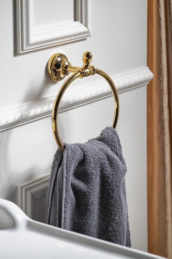 Sapho PERLA držák ručníků kruh, zlato PE0155