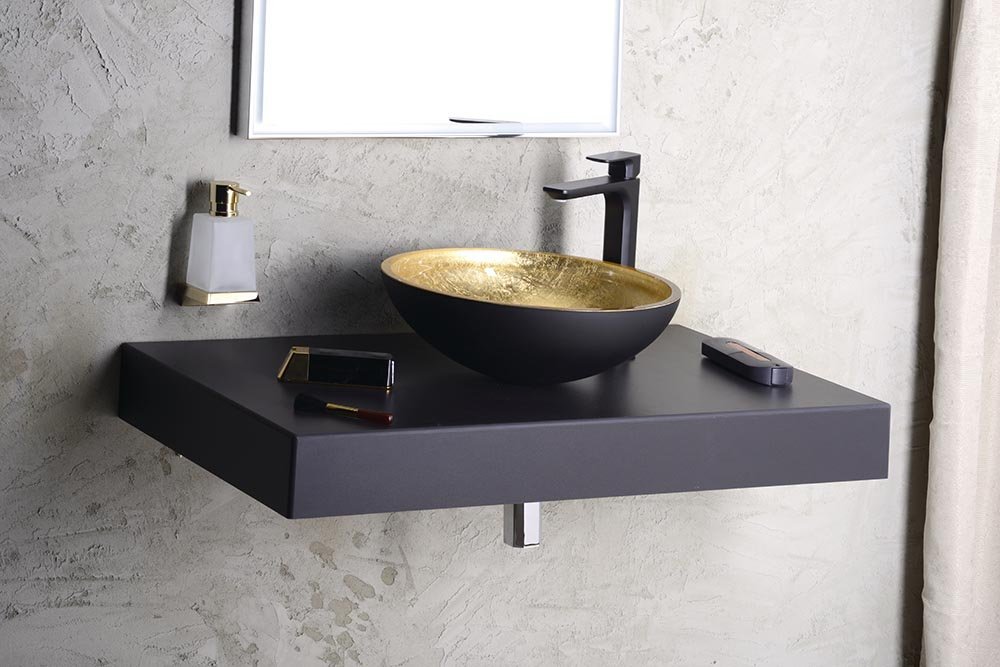 Sapho SPY stojánková umyvadlová baterie vysoká bez výpusti, prodloužená hubice, černá mat PY07/15