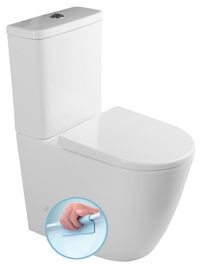 TURKU WC kombi zvýšené Rimless + sedátko Soft Close, spodní/zadní odpad, bílá PC104