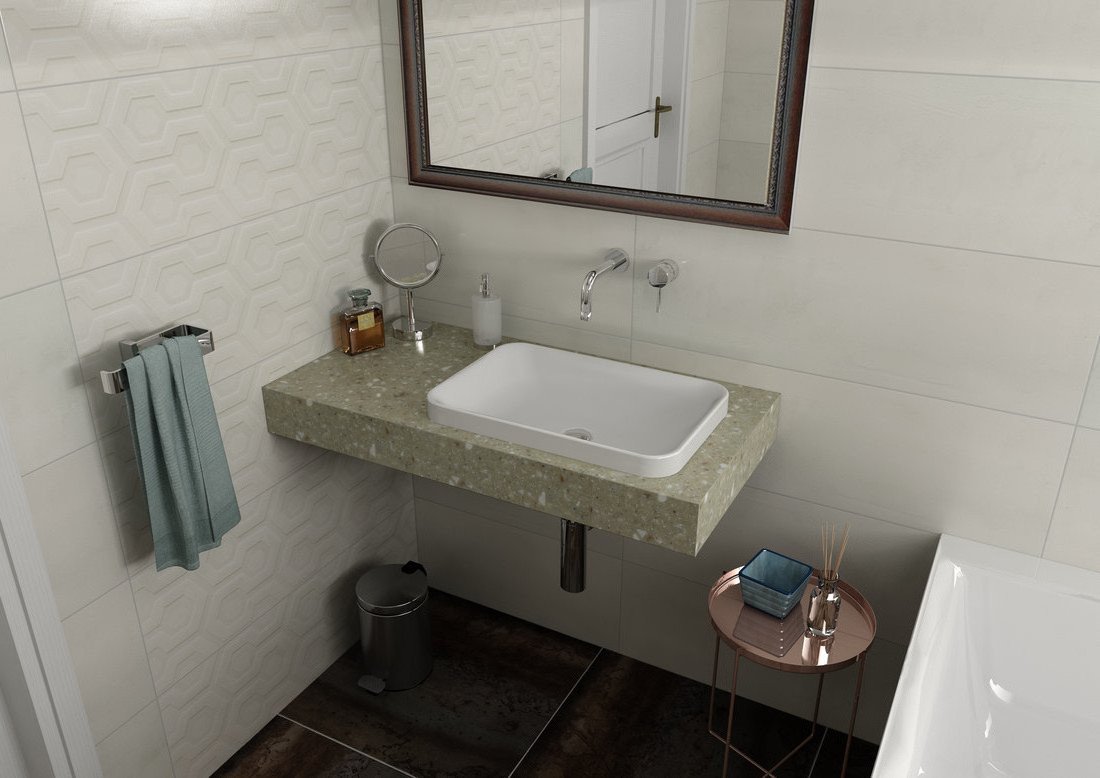 Sapho TAILOR rockstone deska 90x50 cm, provedení límce R TR090R