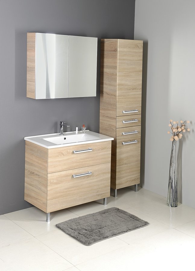 Aqualine VEGA skříňka vysoká s košem, 40x184x31cm, dub platin VG980