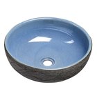 Photo: PRIORI Keramik-Waschtisch, Durchmesser 41cm, 15cm, blau/grau