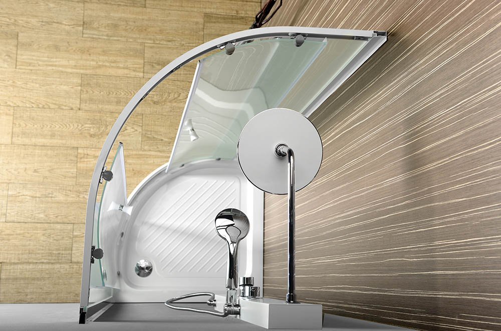 Aqualine ARLEN čtvrtkruhová sprchová zástěna 900x900 mm, sklo Brick BTR900