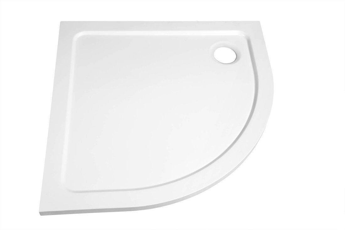 Aqualine TECMI sprchová vanička z litého mramoru, čtvrtkruh 80x80cm, R550, bílá PQ558