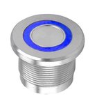 Photo: Piezoelectric button made of stainless steel, blue ring. backlight 12V LED, IP68
