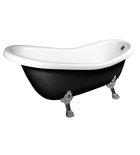 Photo: RETRO Freistehende Badewanne 175x76x84cm, Füße Chrom, schwarz/weiß