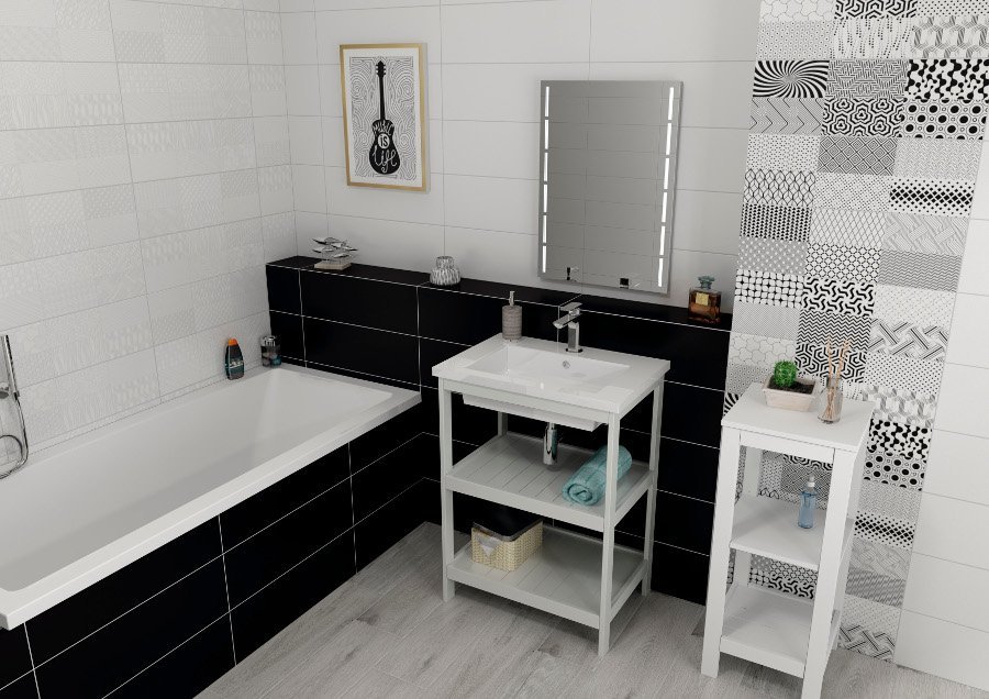 SUPERCERAMICA BLANCO obklad Negro brillo 20x60 (1,44 m2) BNB002