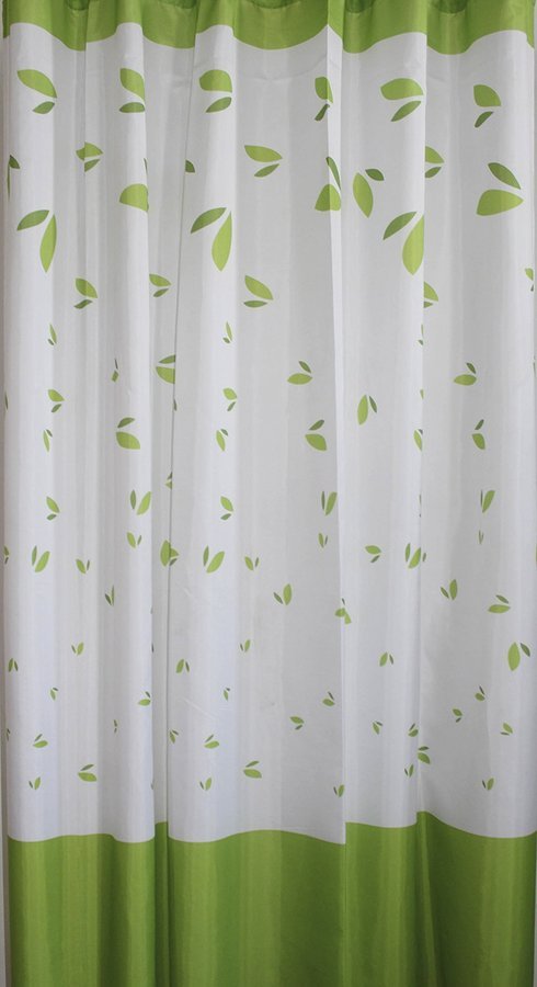 Sprchový závěs 180x180cm, 100% polyester, zelené listy 16477