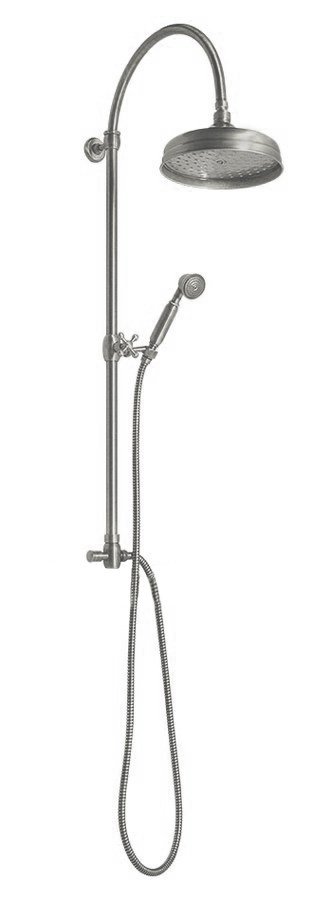 ANTEA sprchový stĺp k napojeniu na batériu, hlavová a ručná sprcha,brúsený nikel