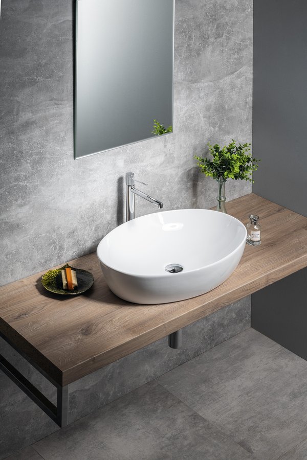 Sapho PERA keramické umyvadlo na desku, 62,5x42 cm, bílá AR457