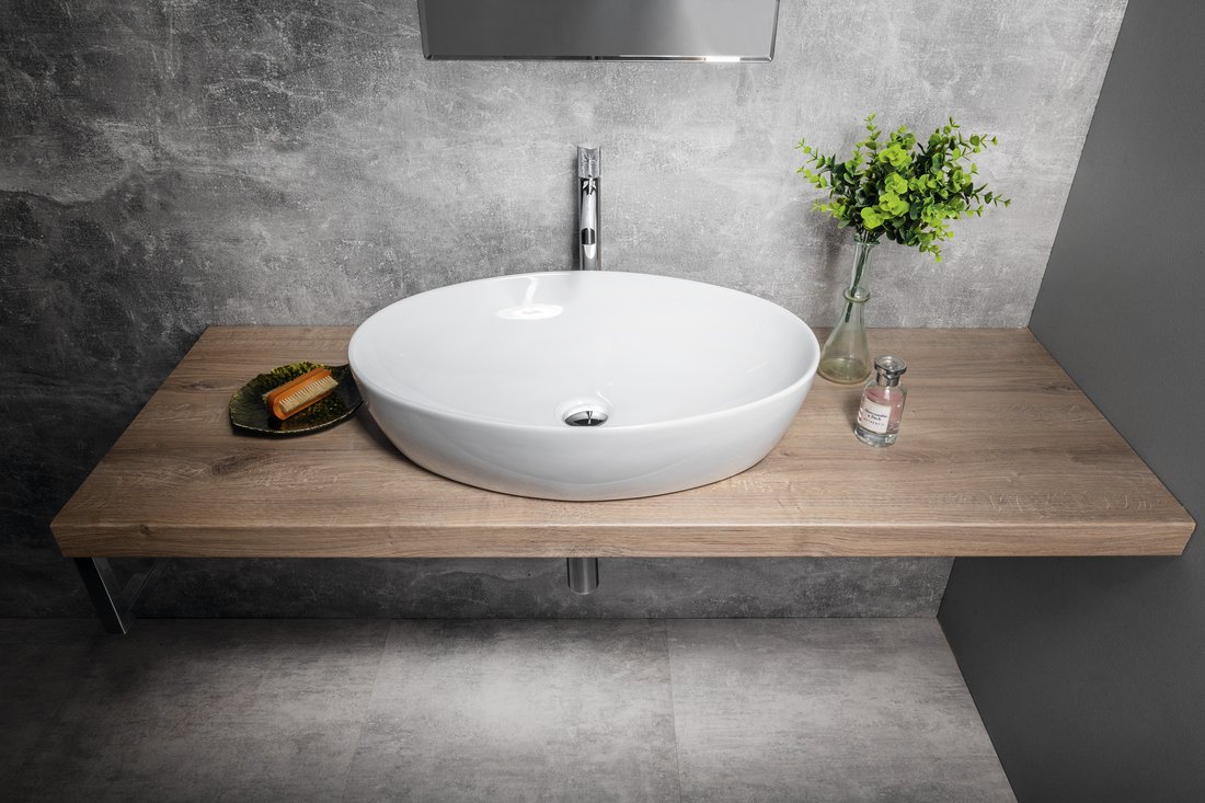 Sapho PERA keramické umyvadlo na desku, 62,5x42 cm, bílá AR457