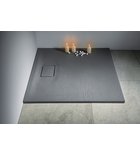 Photo: ACORA shower tray, cast marble, square 80x80x2,7cm, grey stone decor