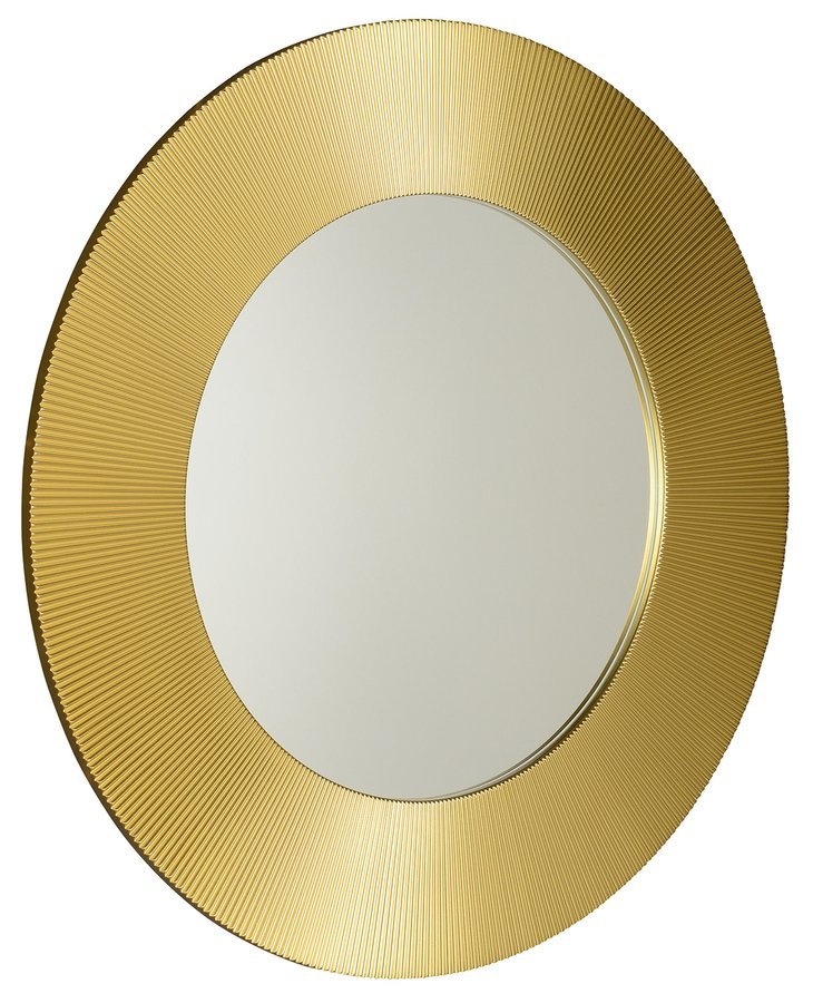 SUNBEAM kulaté zrcadlo v dřevěném rámu ø 90cm, zlatá SB900
