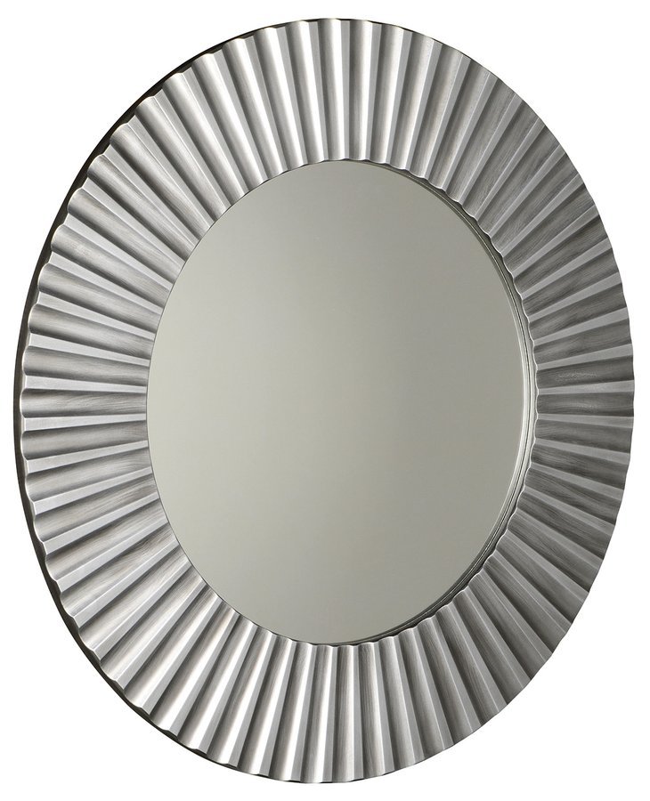 PRIDE kulaté zrcadlo v dřevěném rámu ø 90cm, stříbrná PD902