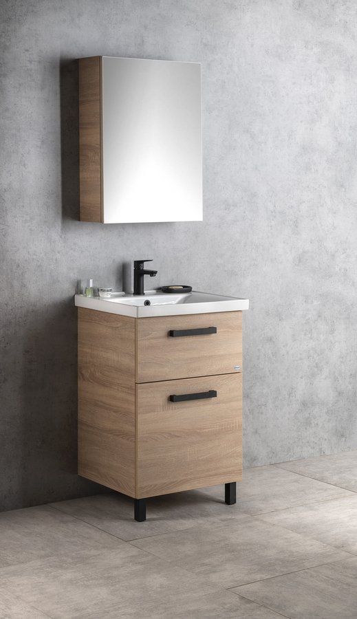 Aqualine VEGA umyvadlová skříňka 51,5x72,6x43,6cm, 2x zásuvka, dub platin VG853