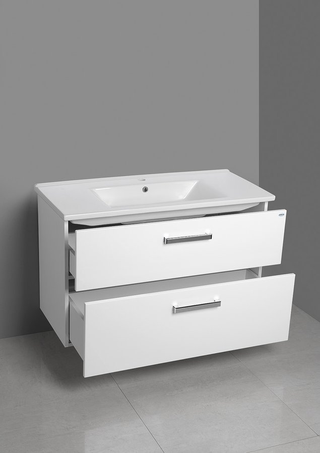 Aqualine VEGA umyvadlová skříňka 97x60x43,6cm, 2x zásuvka, bílá VG103