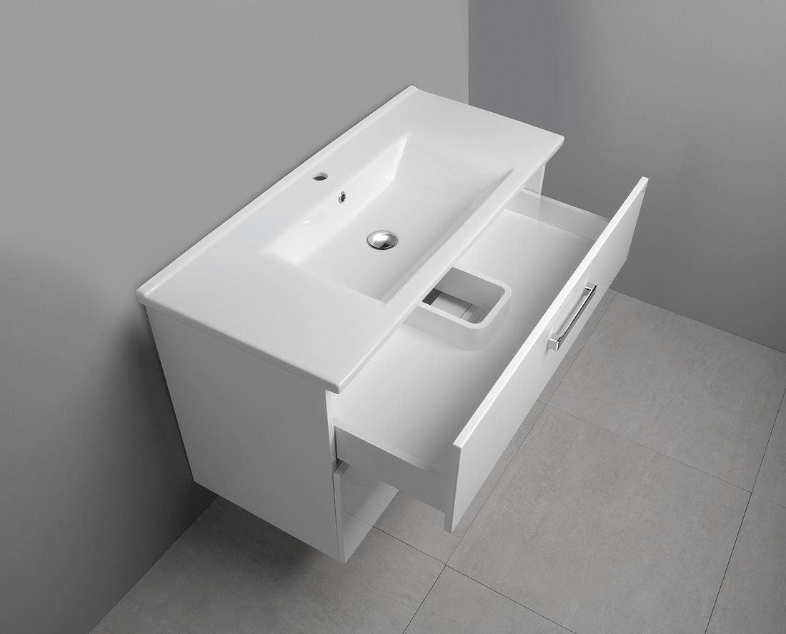 Aqualine VEGA umyvadlová skříňka 97x60x43,6cm, 2x zásuvka, bílá VG103