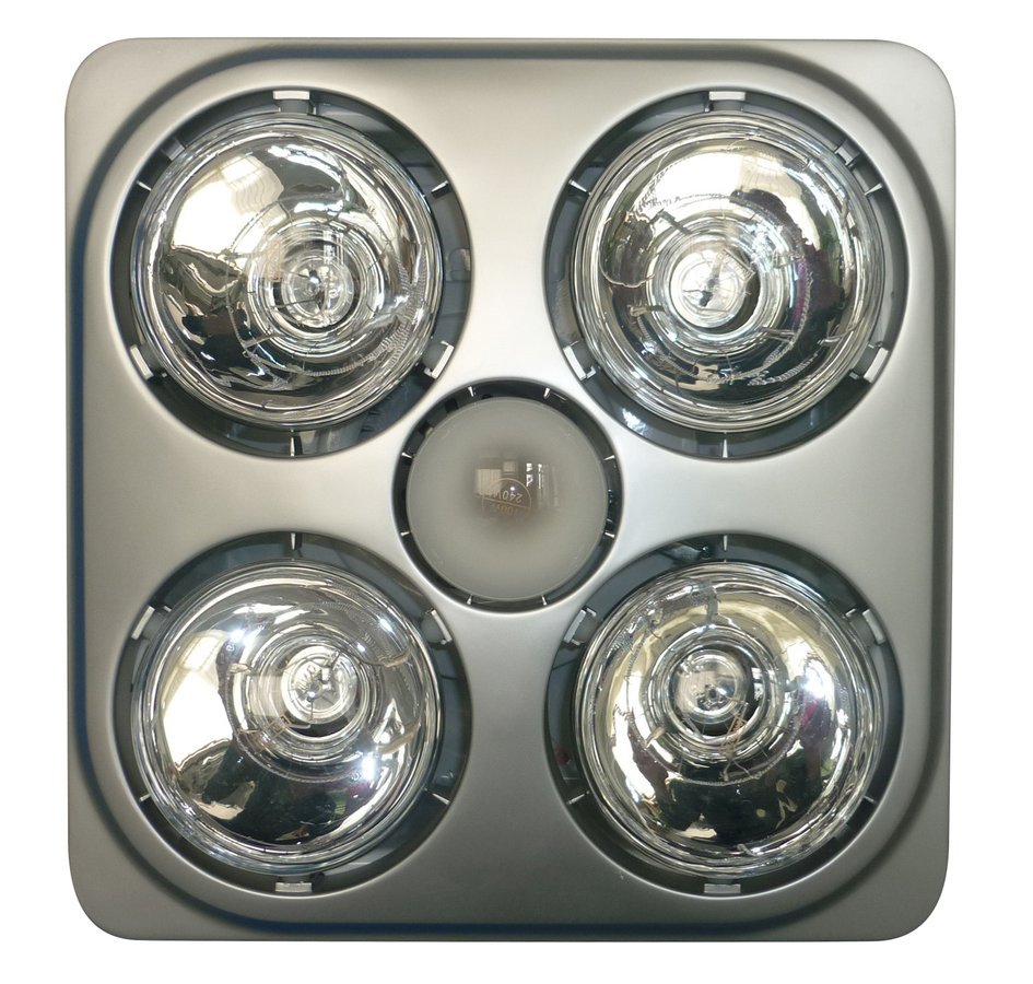 Stropní koupelnový infrazářič s osvětlením a ventilátorem, 1240 W, stříbrná TC582