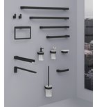 Photo: PIRENEI WC štětka závěsná, mléčné sklo, černá mat