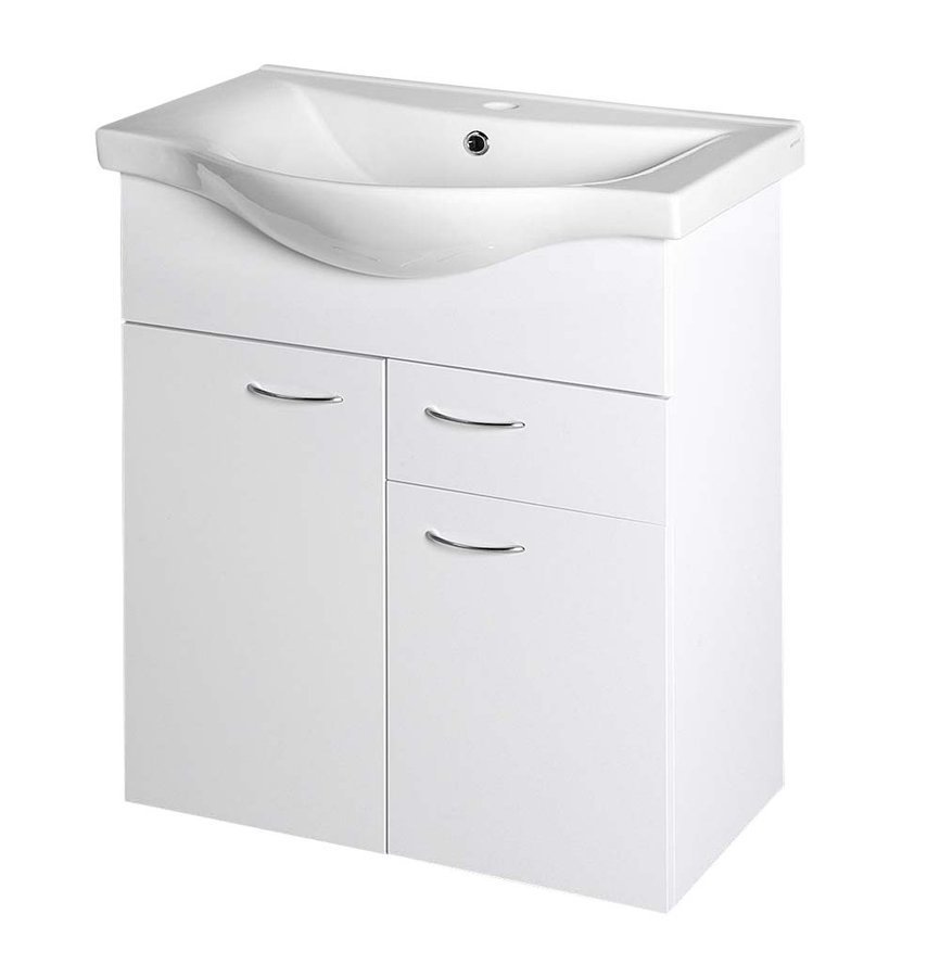 Aqualine KERAMIA FRESH umyvadlová skříňka, 1 zásuvka, 60,6x74x34cm, bílá 50064A