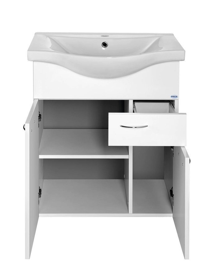 Aqualine KERAMIA FRESH umyvadlová skříňka, 1 zásuvka, 60,6x74x34cm, bílá 50064A