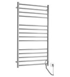 Photo: REDONDO electric towel radiator with timer, round, 630x1160 mm, 130 W, polished stainless steel