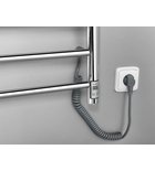 Photo: REDONDO electric towel radiator with timer, round, 630x1160 mm, 130 W, polished stainless steel