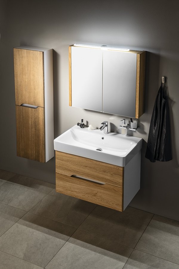 Sapho MEDIENA umyvadlová skříňka 76x51x48,5cm, bílá mat/dub natural MD082