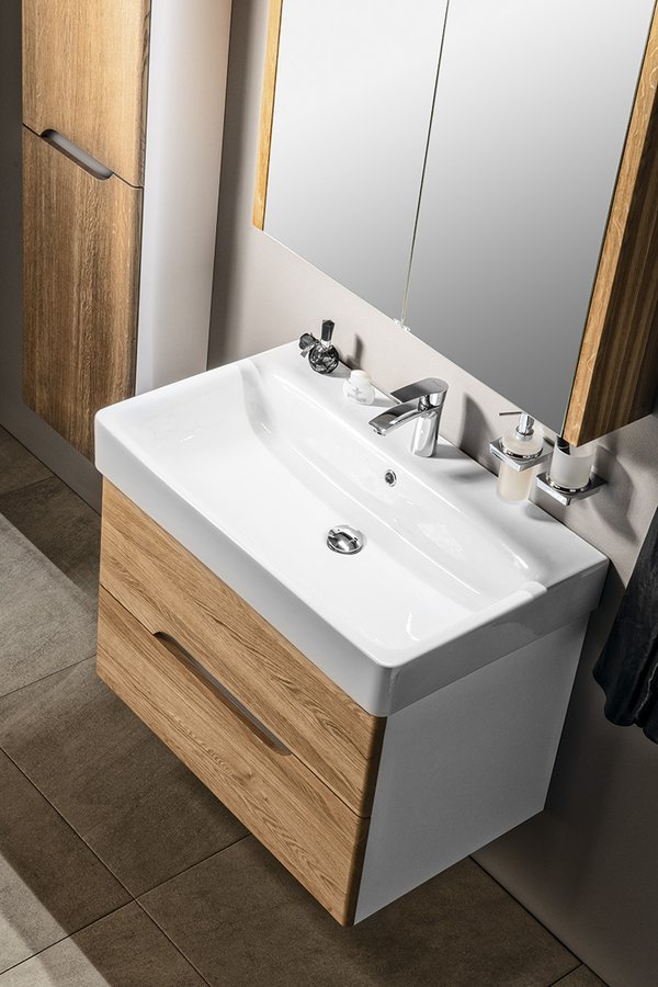 Sapho MEDIENA umyvadlová skříňka 76x51x48,5cm, bílá mat/dub natural MD082