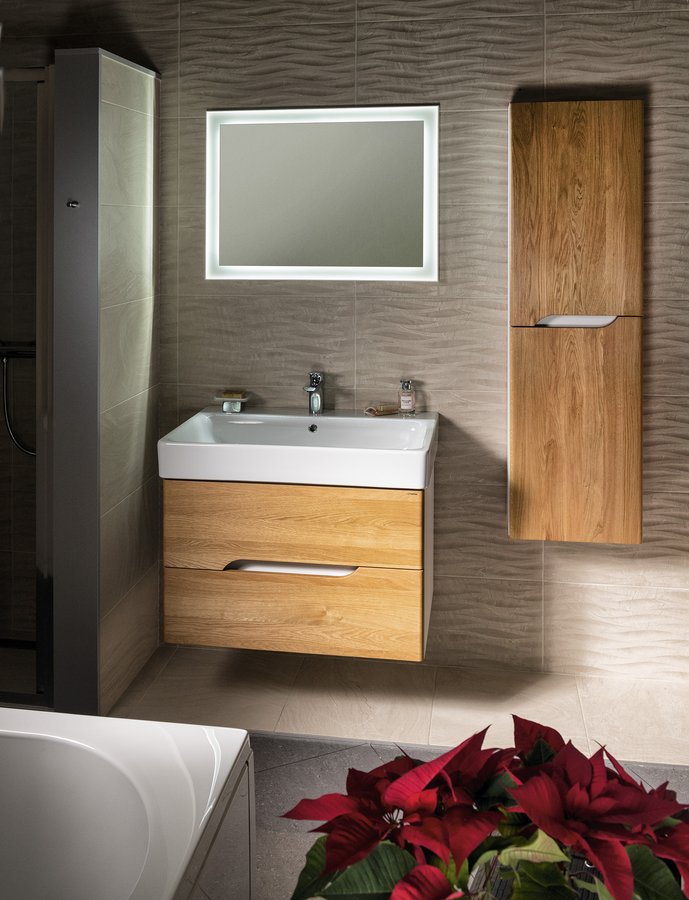 Sapho MEDIENA umyvadlová skříňka 76x51x48,5cm, bílá mat/dub natural MD082