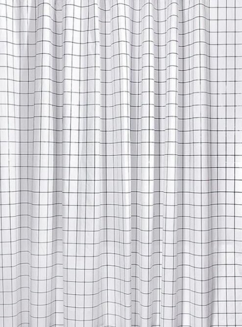 Sprchový závěs 180x180cm, vinyl, černá/bílá čtvercový vzor ZV022