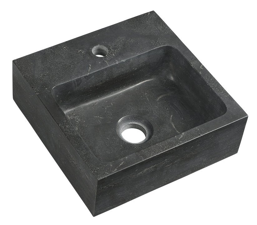 BLOK kamenné umývadlo 30x10x30 cm, čierny Antracit