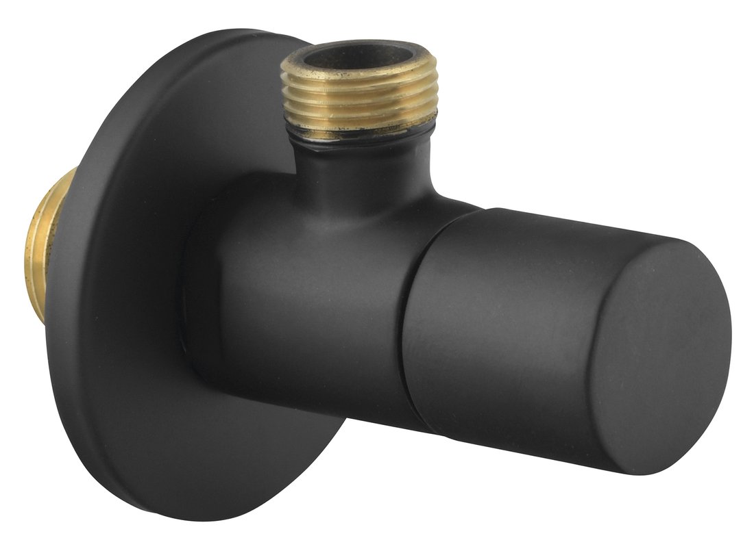 Rohový ventil s rozetou, kulatý, 1/2"x 3/8" , černá mat SL015