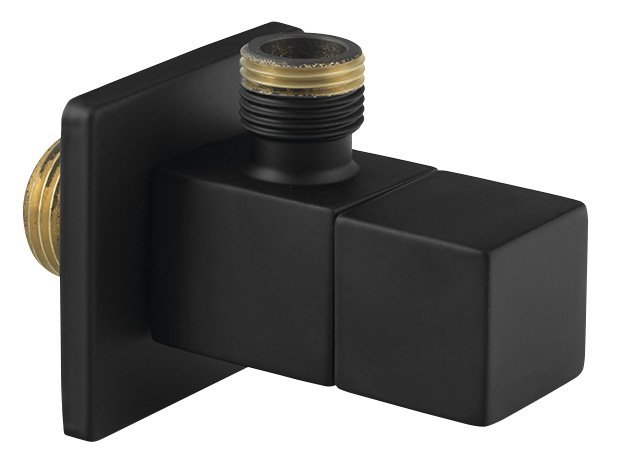 Rohový ventil s rozetou, hranatý, 1/2"x 3/8" , černá mat SL115