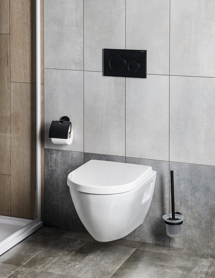 Aqualine SAMBA WC štětka závěsná, mléčné sklo, černá mat SB208