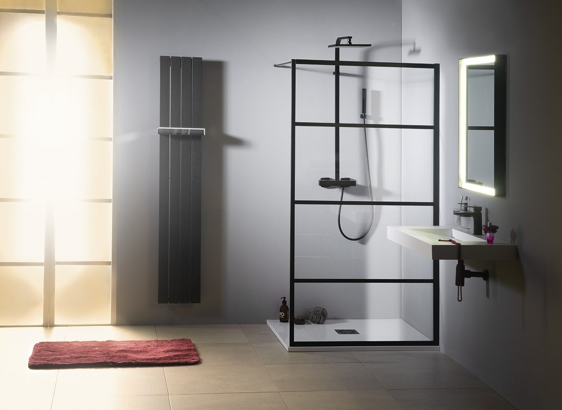 Gelco CURE BLACK sprchová zástěna 1000mm, čiré sklo CB100