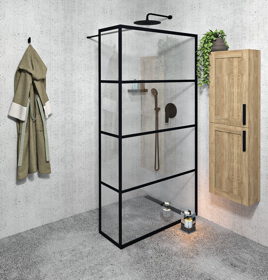Gelco CURE BLACK sprchová zástěna 1100mm, čiré sklo CB110