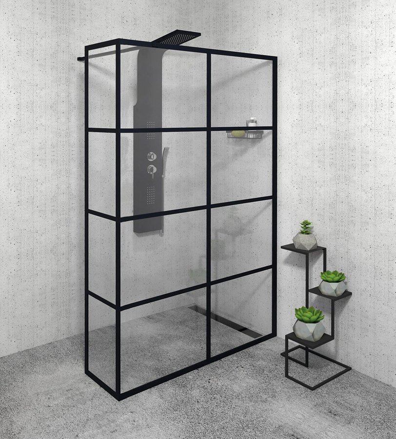 Gelco CURE BLACK sprchová zástěna 1400mm, čiré sklo CB140