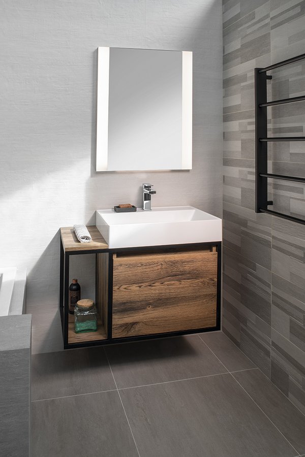 Sapho SKARA umyvadlová skříňka 80x49,5x46,5cm, černá mat/dub Collingwood CG003-1919