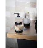 Photo: LOUNGE freestanding soap dish holder, frosted glass, black matt