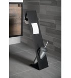 Photo: SYDNEY stojak z wieszakiem na papier toaletowy oraz szczotką WC, czarny/chrom