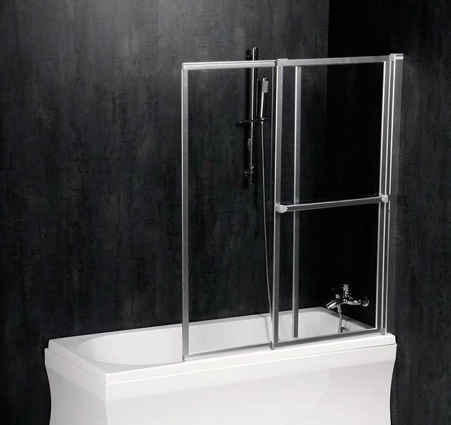 OLBIA vanová zástěna s pneumatickým zdvihem, š. 1230 mm, stříbrná, čiré sklo 30317