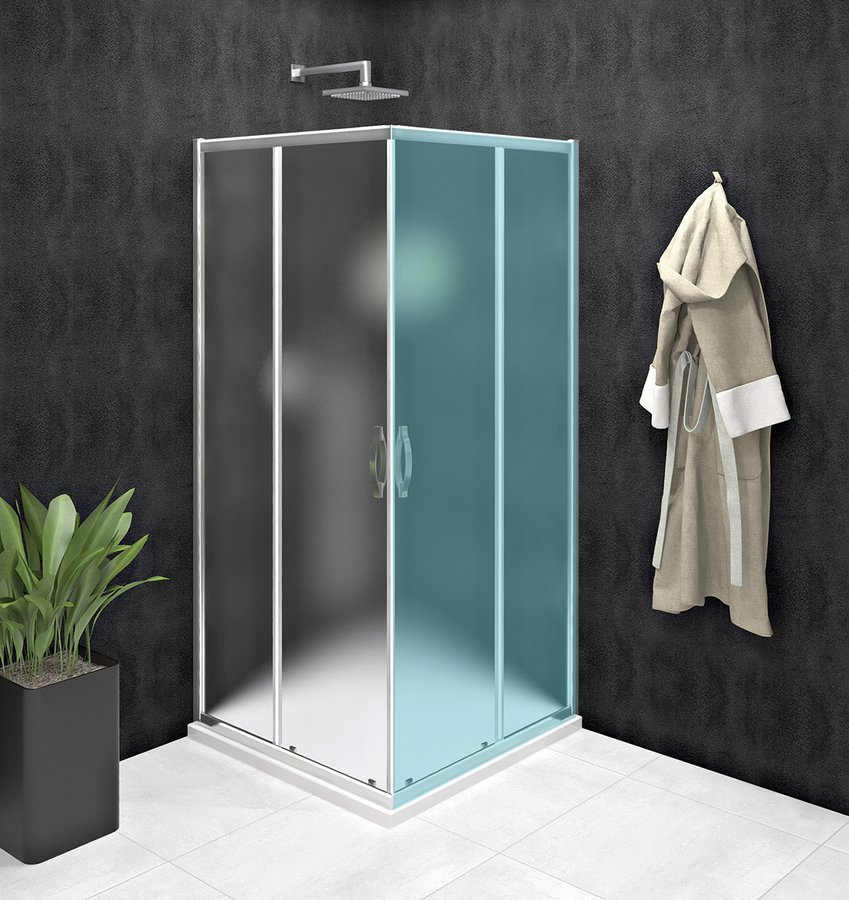 900x1000mm Double Sliding Shower Enclosure Corner Entry Glass Door Tray Waste 