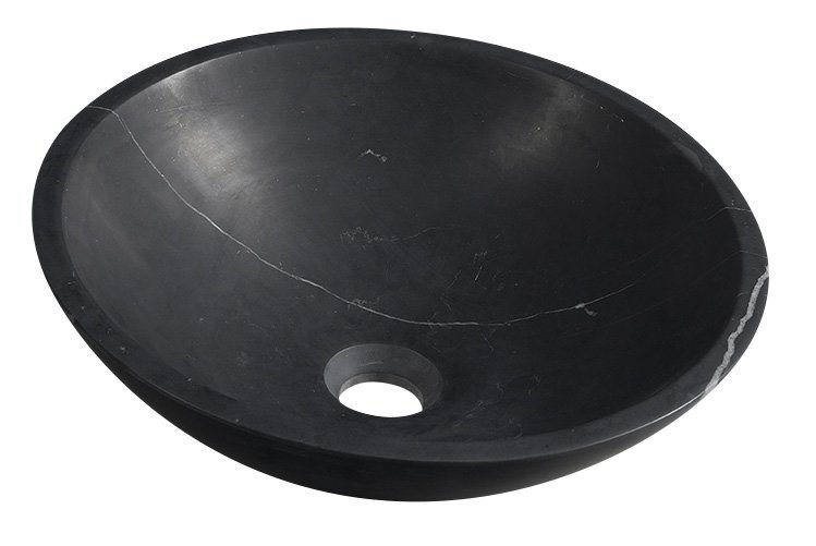 BLOK kamenné umyvadlo na desku Ø 40 cm, matný černý Marquin 2401-35